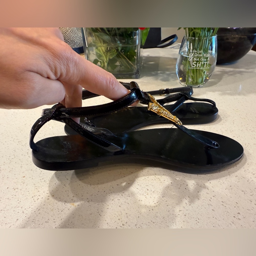 Versace Black Virtus Flat Sandals - Picture 4 of 6